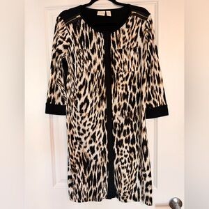 Chico’s Leopard Print Shirt Dress with Gold Zipper Detail size 0